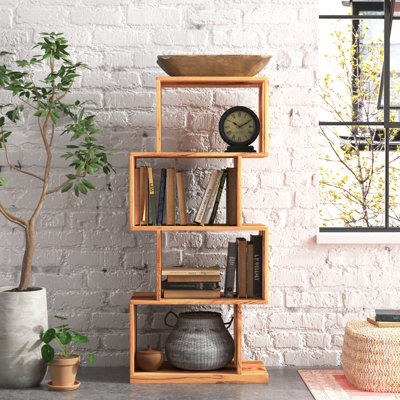 Essense 47.5" H x 21.5" W Solid Wood Geometric Bookcase