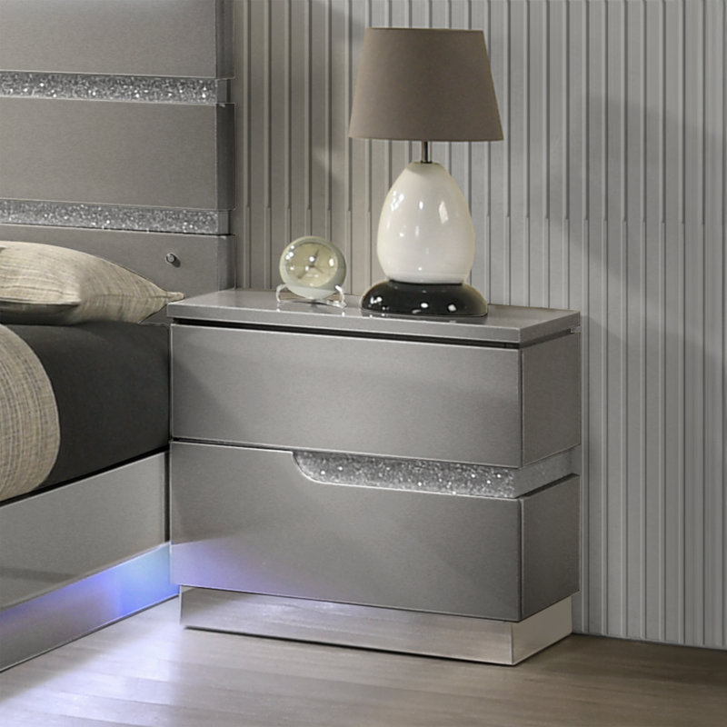 Tables de chevet en bois Arielah Marchan, gris