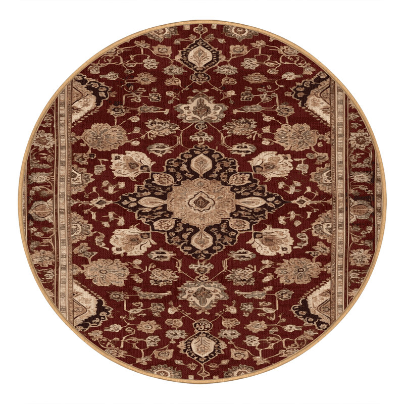 Tapis brun lavable à la machine, Rond 7 pi