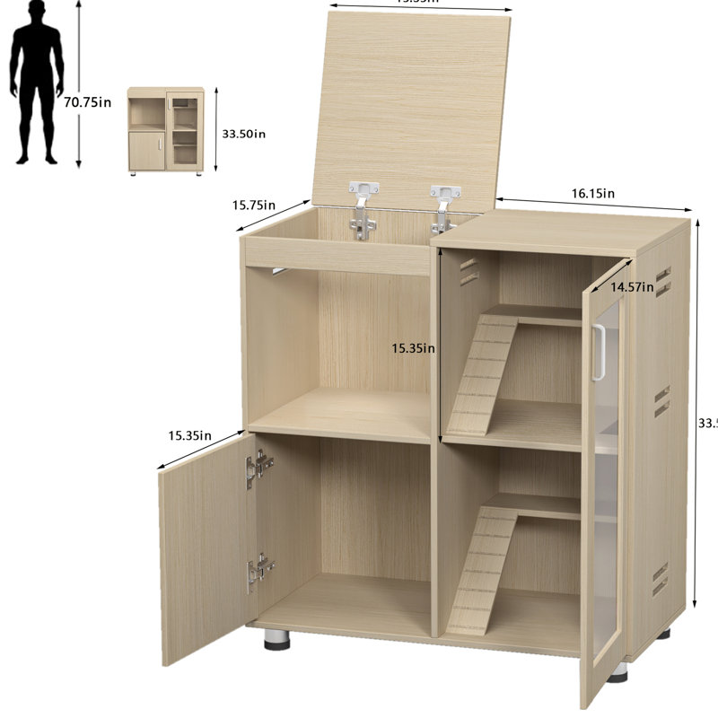Cage à hamster avec fenêtres d'observation, bois, armoire de rangement, dessus ouvert pour cage en bois pour petits animaux Interaction, 4 couches, rangement en acrylique, couvercle