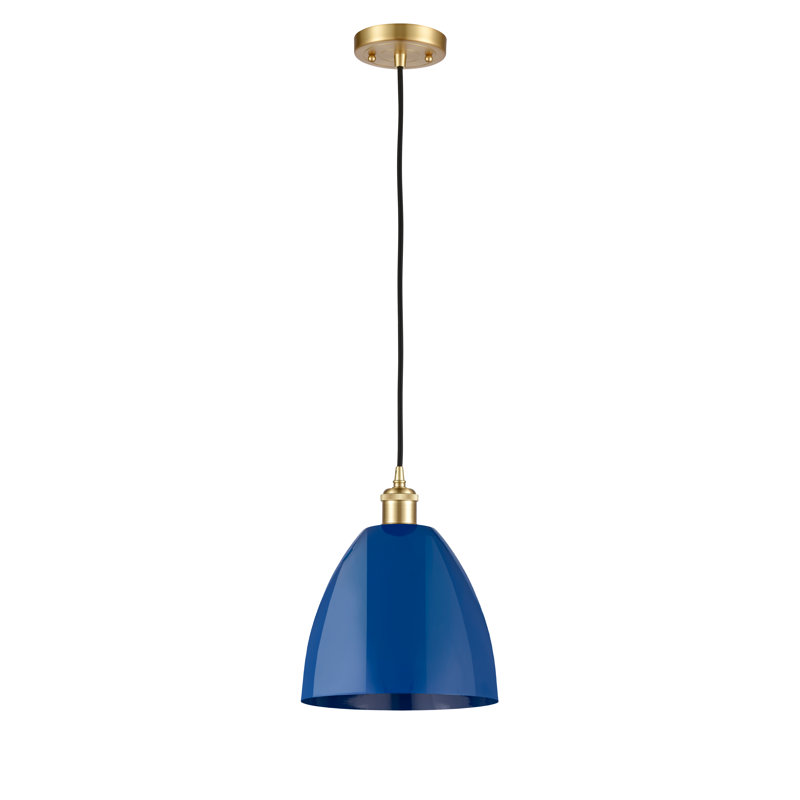 Luminaire suspendu en cristal 1 lumière, Bleu, Or satiné