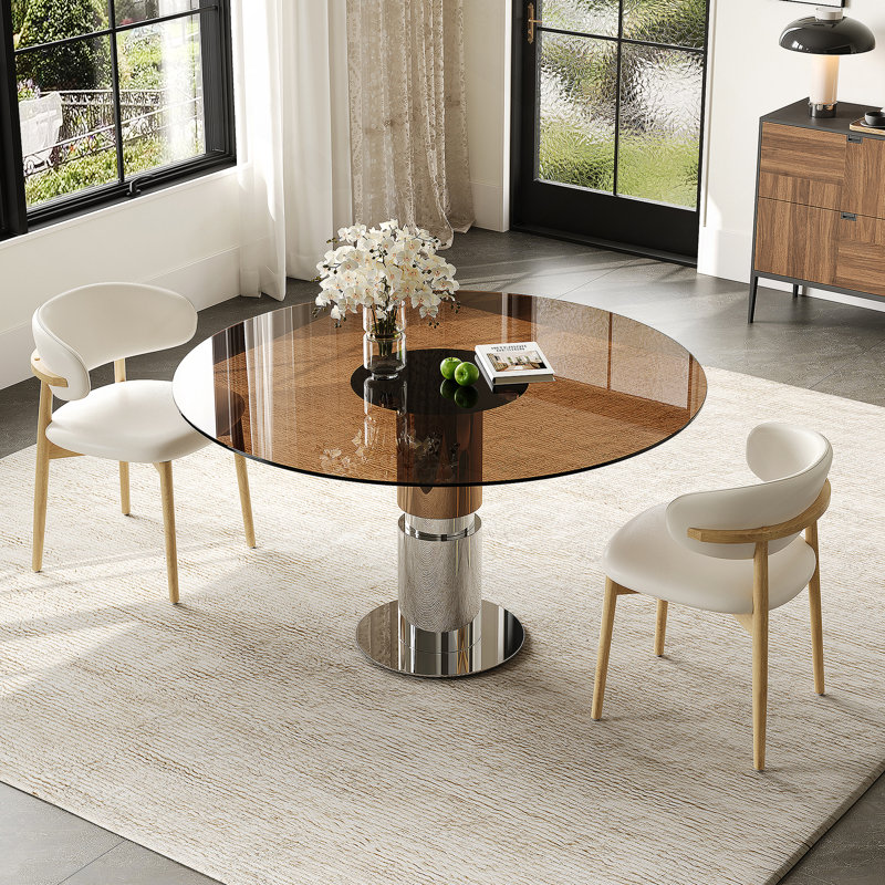 3-Piece Dining Table Set, Small Round Dining Table With 2 Chairs