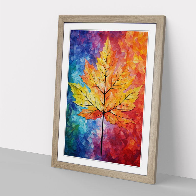 Leaf Abstract No.2 - Single Picture Frame Print on Wood, 34cm H x 25cm W x 2cm D, Oak 