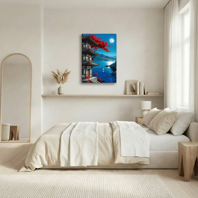 «Gallery Wrap», art mural sur toile pour le salon, la chambre à coucher, le bureau ou le vestibule - décoration murale décorative avec pagode japonaise