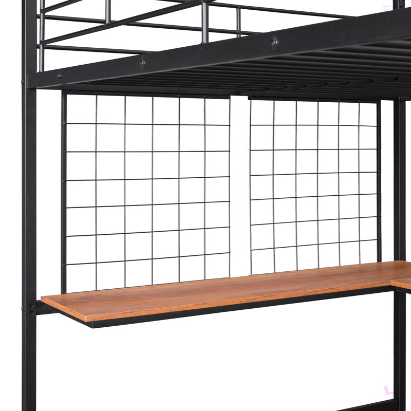 Lit plateforme avec rangement en métal Ananya, Noir, Full