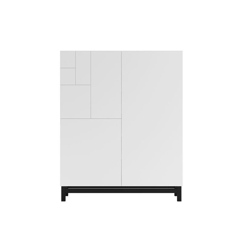18 Pair Shoe Storage Cabinet, White/Black