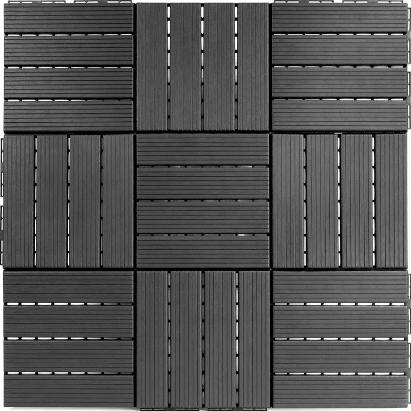 Carreau de terrasse à emboîtement en plastique L 36,75 po x l 36,75 po, Gris foncé