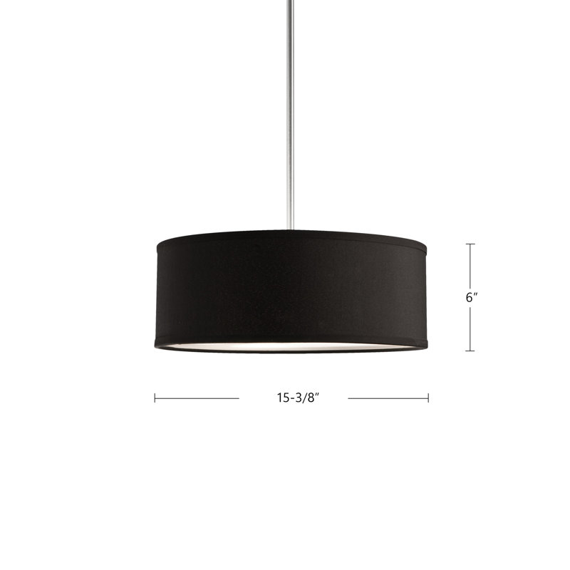 Gregory 3 - Light Pendant, Black, 6" H x 15.375" W x 15.375" D