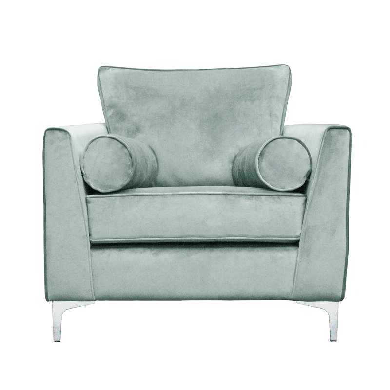 Giancarlo Velvet Armchair, Light Blue