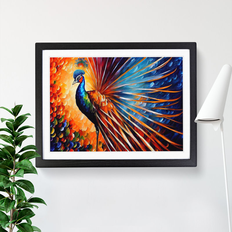 XH1022-6854X Peacock Painting Vol.2 Abstract - Picture Frame Painting, Black Framed, 34cm H x 46cm W x 2cm D