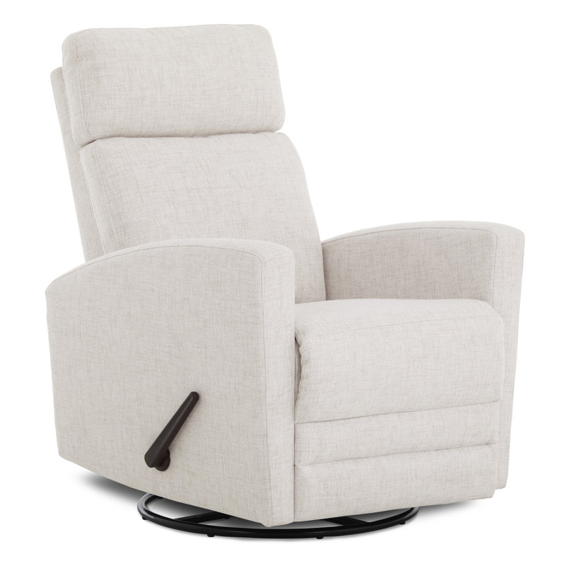 Ecru Polyester Upholstered Reclining Rocking Chair with 360° Swivel