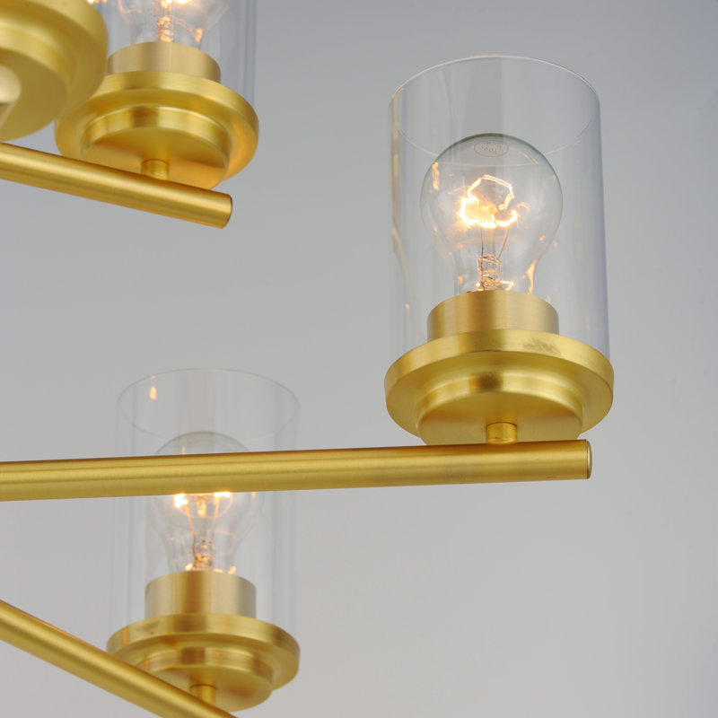 9 - Light Dimmable Classic / Traditional Chandelier, Satin Brass