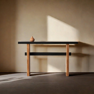 Console rétro en bois massif minimaliste