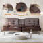 Canapé-lit futon convertible pliable en similicuir avec 2 porte-gobelets-1314274331