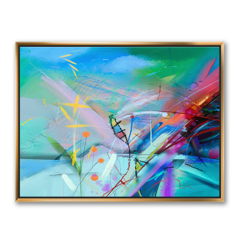 «Abstract Colorful Seascape IX», reproduction d'impression sur toile, H 12 po x l 20 po x p 1 po, Toile encadrée d'or