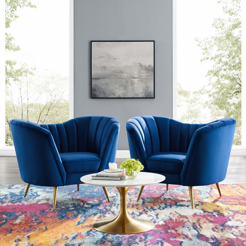 Fauteuil en velours Performance, Marine