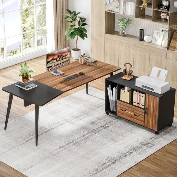 Ebern Designs Waldman 2 Piece Rectangle Executive Desk Office Set ...