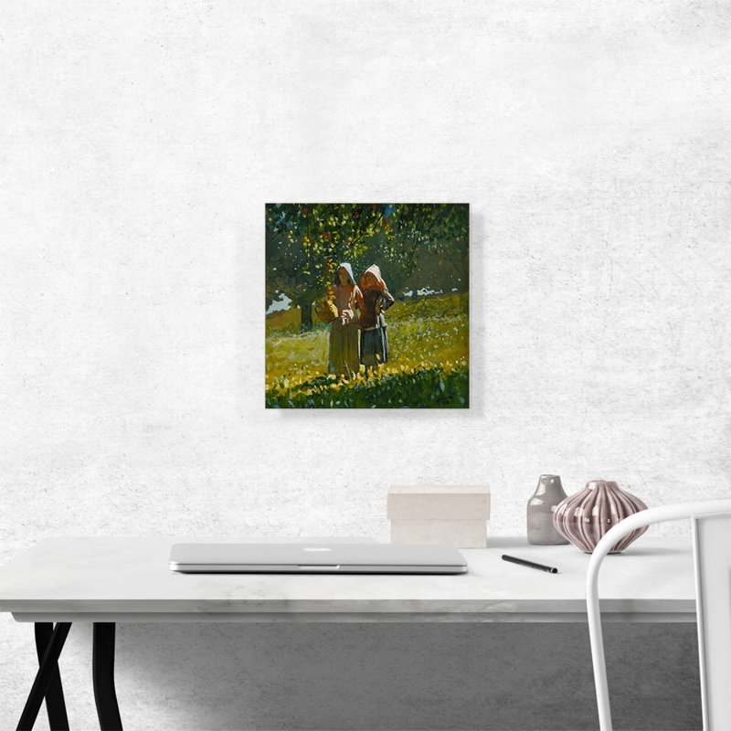 " Apple Picking 1878 " by Winslow Homer Painting Print, 12" H x 12" W x 1.5" D