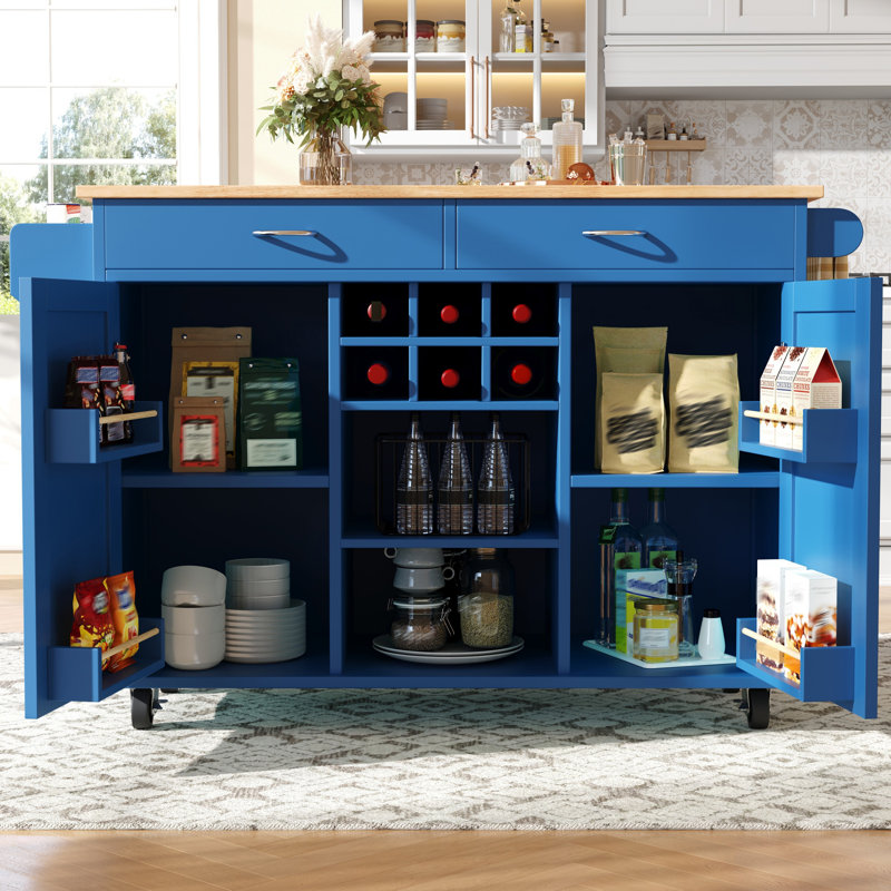 122 cm W Kitchen Island with Top, Blue