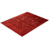 Overdyed Hand-Knotted Wool Modern-Contemporary Pink Area Rug 8' 1" x 10' 2"