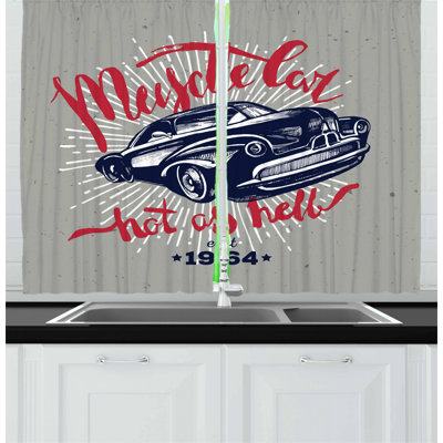 Cars 2 Piece Kitchen Curtain
