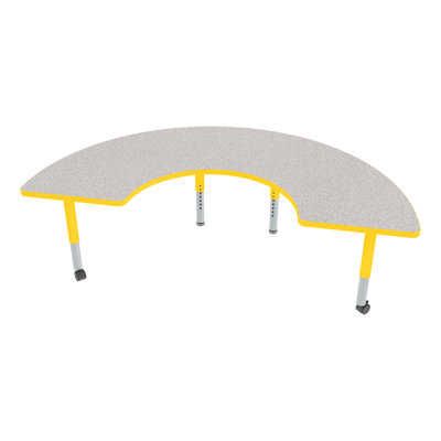 Adjustable Height Half-Moon Preschool Classroom Activity Table with Casters