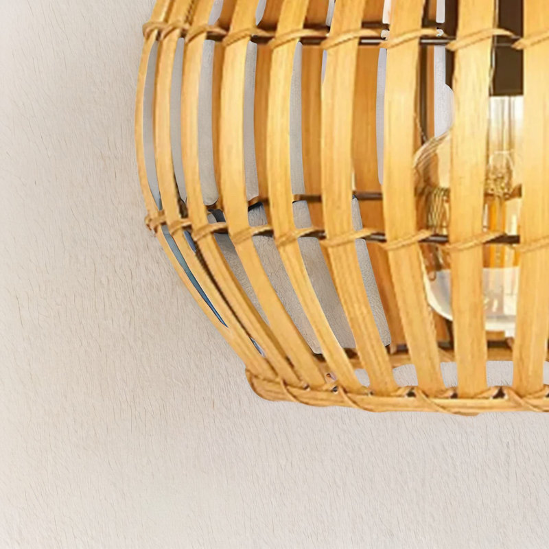 25cm H Bamboo Pendant Shade in Brown