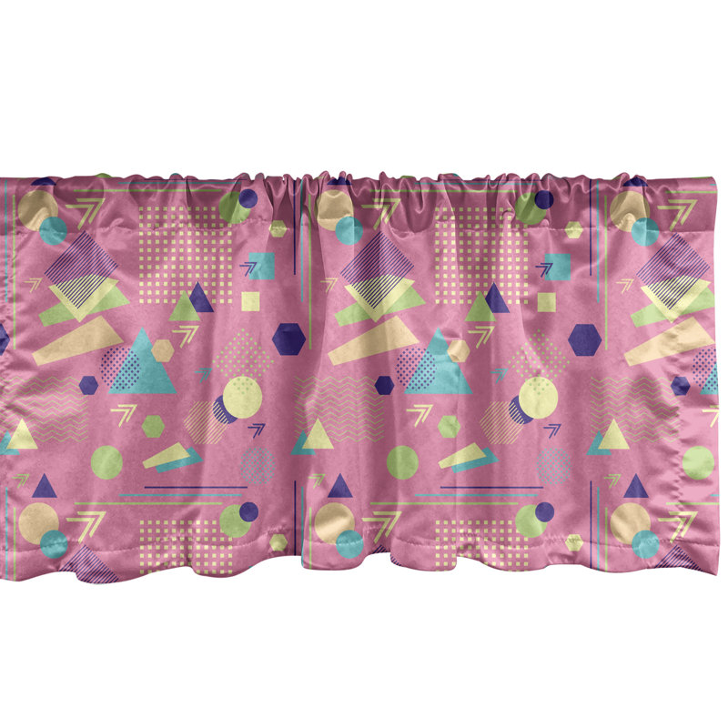 Ambresonne Memphis style cantonnière lot de 2 pop art rose pastel postmoderne multicolore, L 54 po x L 12 po