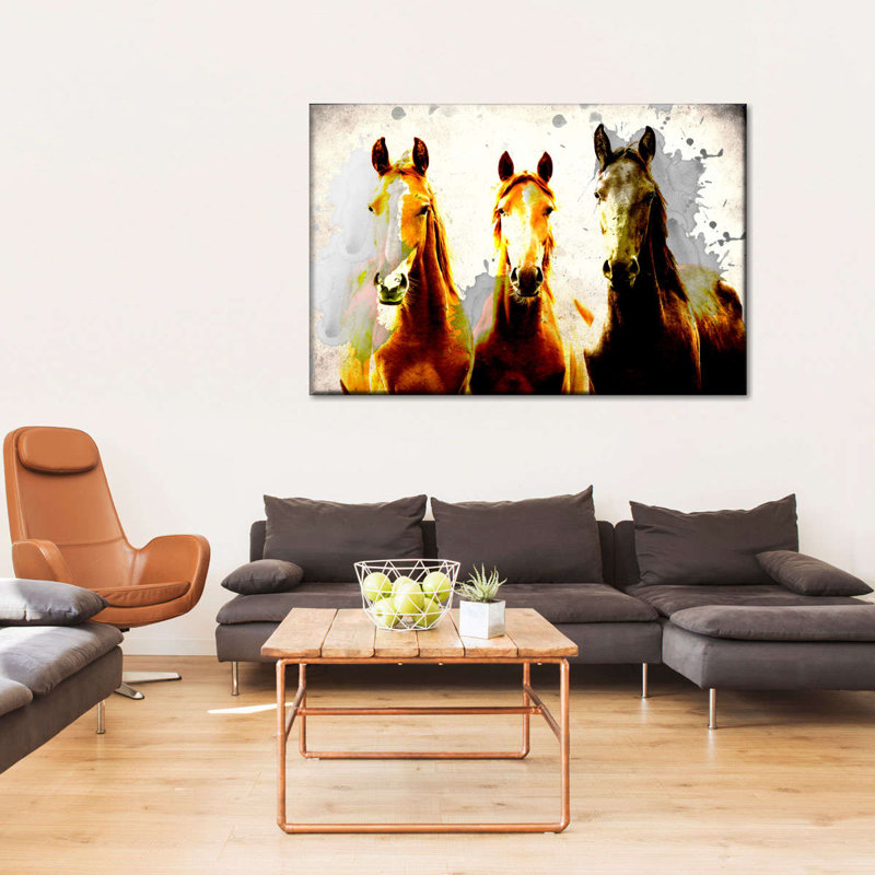 «Horse Three Horse Heads», reproduction sur toile, H 32 po x l 48 po x P 1,25 po