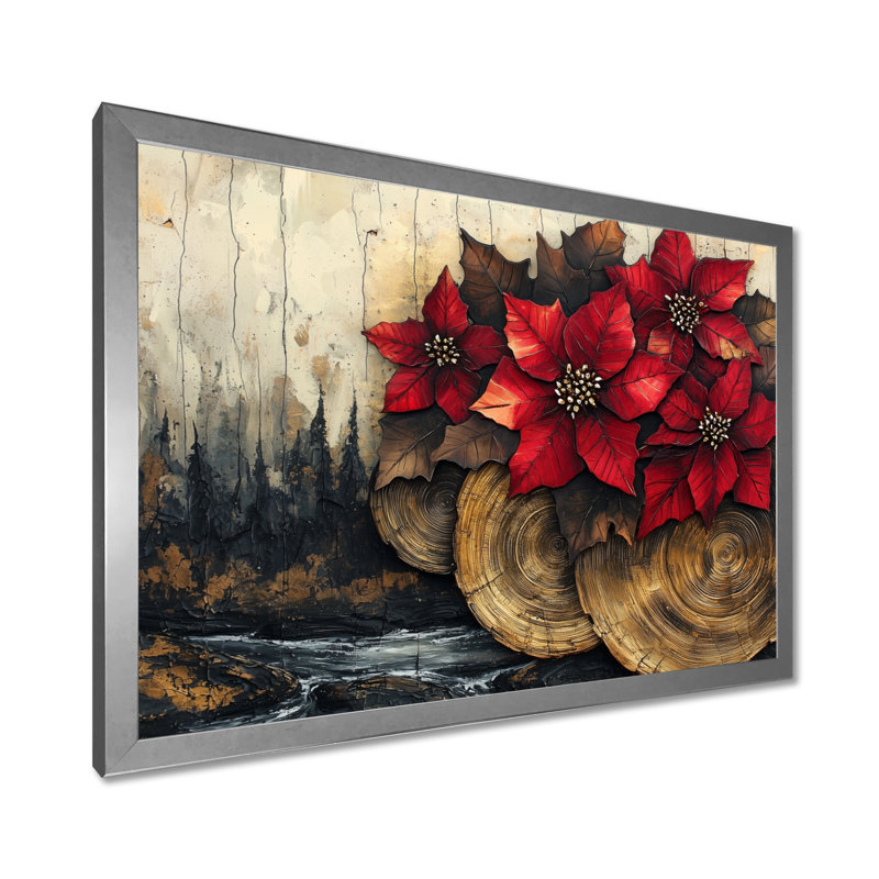 Gosse - art mural floral, H 12 po x l 20 po, Cadre photo blanc