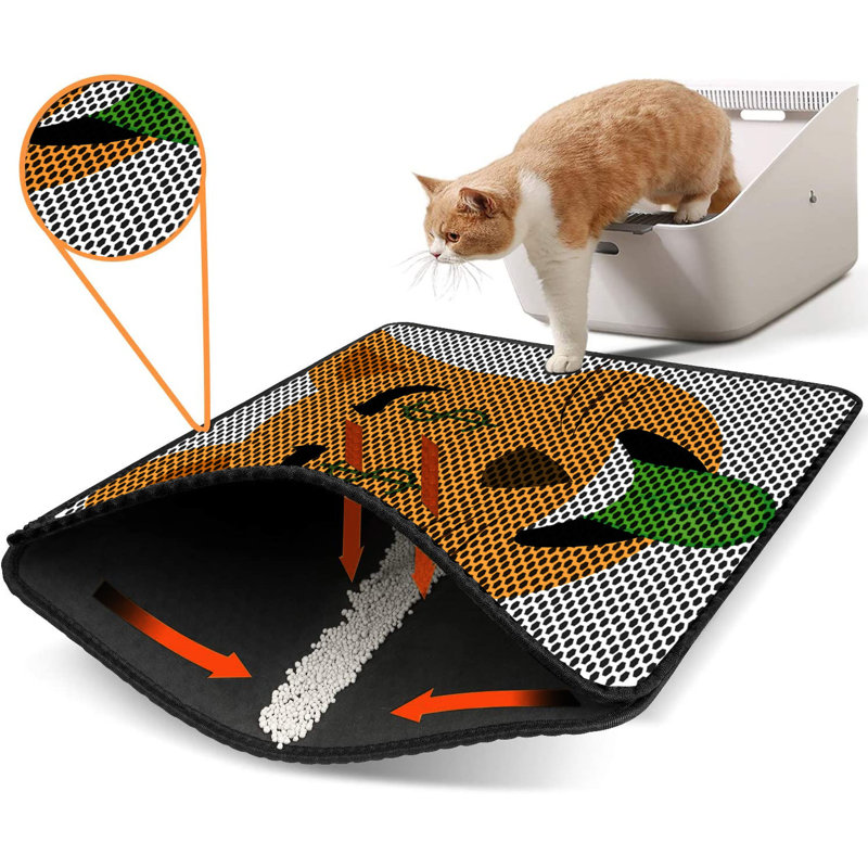 Tapis pour litière de qualité supérieure, 18 po x 24 po | 50% PVC / 50% polyester, lavable à la machine et passer l'aspirateur | Conception durable et facile à nettoyer pour les propriétaires d'animaux de compagnie | Protégez vos planchers des dégâts de la litière