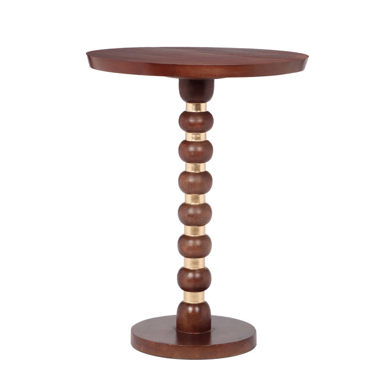 Mango Wood Round End Table, Honey