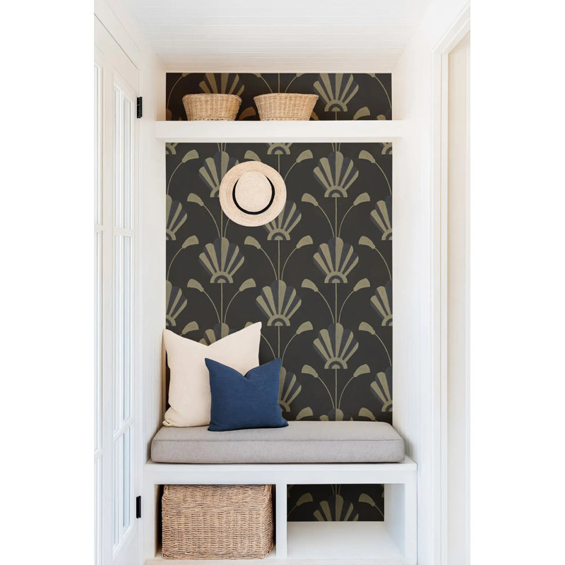 Fanflower - Wallpaper, Gold Night, Faux Grasscloth, Non-Pasted