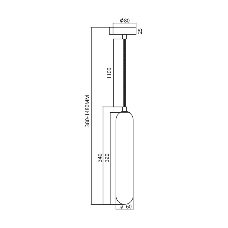 Pax 1 - Light Cylinder Pendant, Black