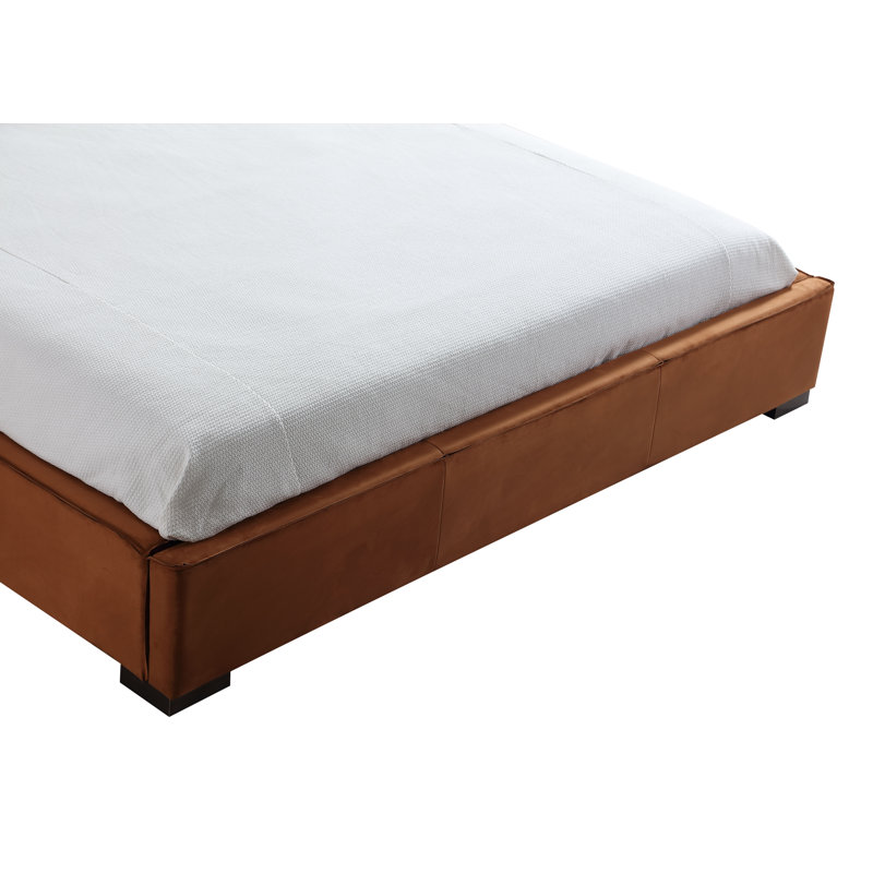Bakar Upholstered Platform Bed, King, Chestnut