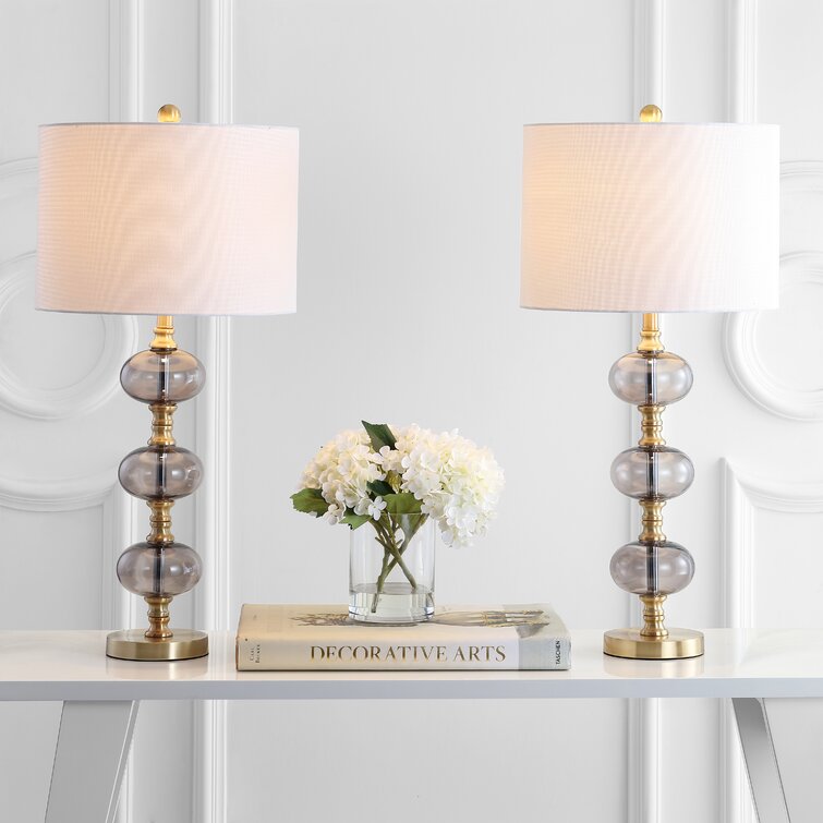 21 Glass/Metal LED Table Lamp, White/Brass Gold Chairish, 47% OFF