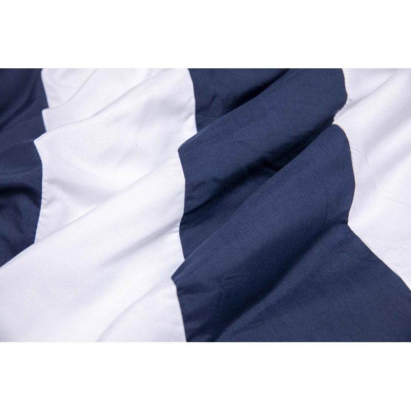 Nautical Baffle Box Stitch Striped Comforter Set, Navy, Queen Comforter + 6 Additional Pieces