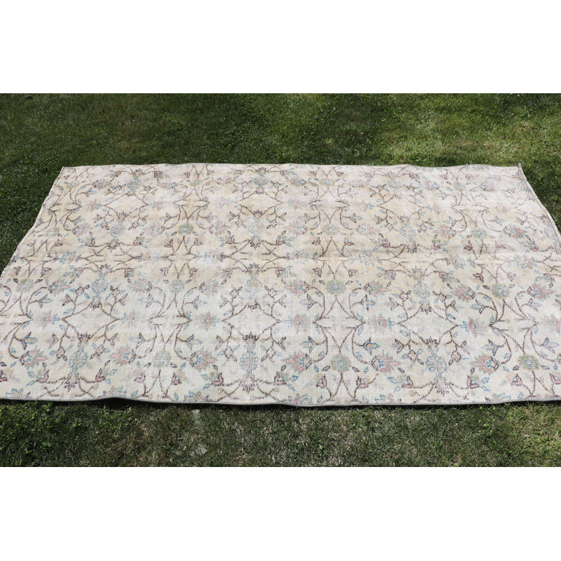 Tapis turc rétro Oushak rétro idéal pour la cuisine et le salon avec un design oriental