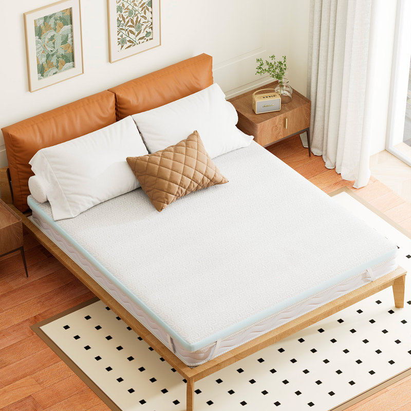 Surmatelas en coton Memory, Grand lit, 3", Blanc