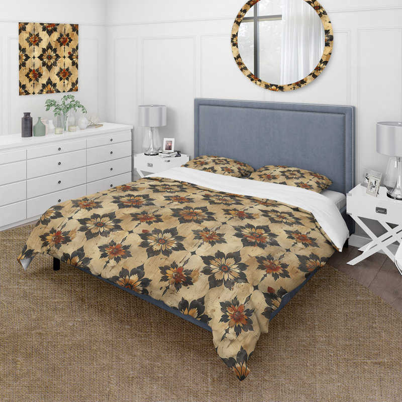 Ensemble de housse de couette Brown Rustic Elegant Charm I - Country, Housse de couette pour grand lit + 2 taies décora
