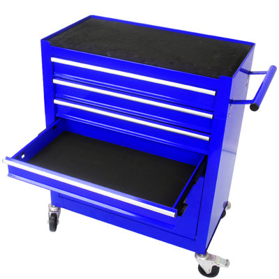 4 chariots à outils roulants, fabrication en acier robuste, glissières de tiroir silencieuses, 2 roues verrouillables et mobiles pour une utilisation pratique, grand espace de rangement fourni, tiroirs, commodité, espace