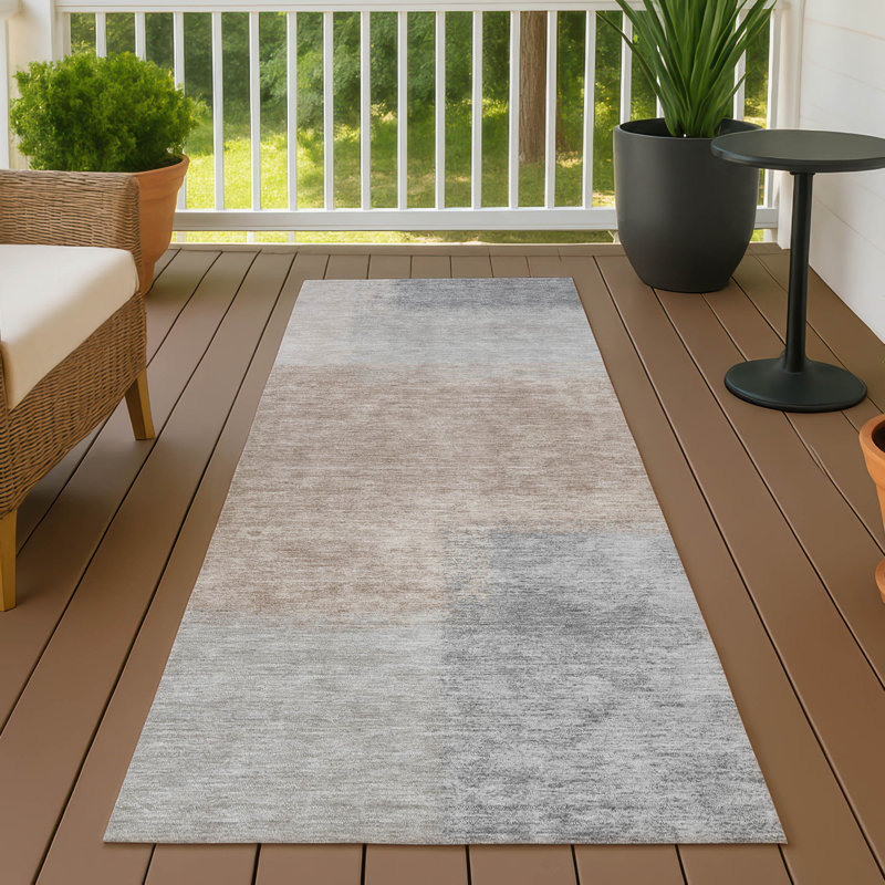 Tapis abstrait lavable à la machine intérieur / extérieur ACN2341, Tapis de couloir 2 pi 3 po x 7 pi 6 po
