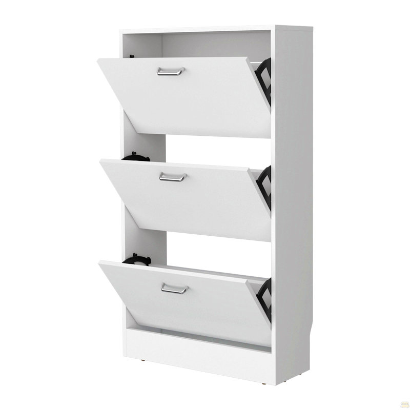 Range-chaussures avec 3 compartiments rabattables, Blanc