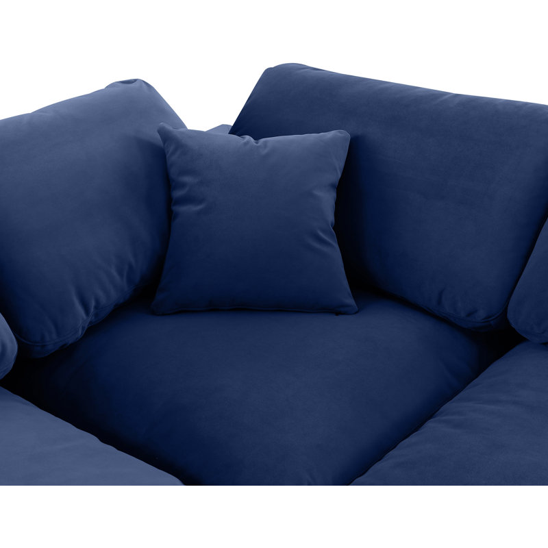 Canapé modulaire réversible en velours de 160 po de large Ivalin, Velours bleu marine