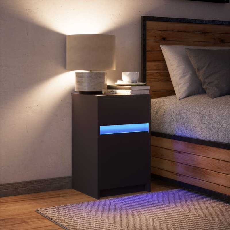 Darleth 38cm W Manufactured Wood Bedside Table, Black, Individual