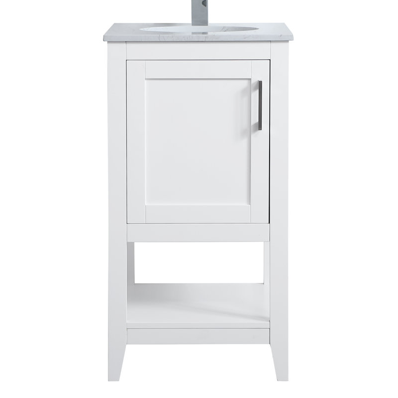 Scottsbluff 18'' Single Bathroom Vanity with Engineered Marble Top, White