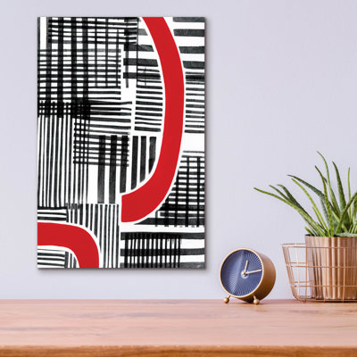  «Red Interrupted I» par Regina Moore, art mural en verre acrylique, 12 po x 16 po