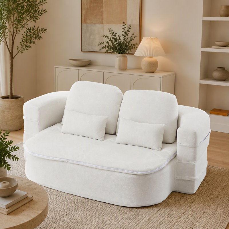Canapé-lit 75 po 2-en-1, canapé-lit en mousse convertible avec couverture multifonctionnelle, canapé-lit pliant en chenille, canapé-lit pour salon