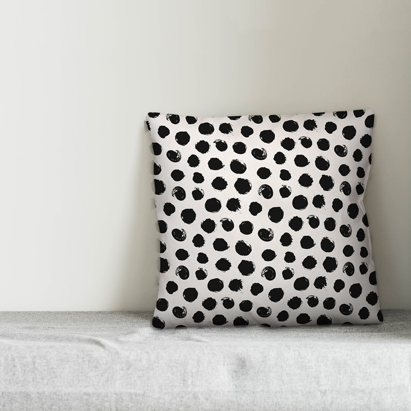 Polka Dots Reversible Throw Pillow, White/Black Polka Dots 1, 20" x 20"