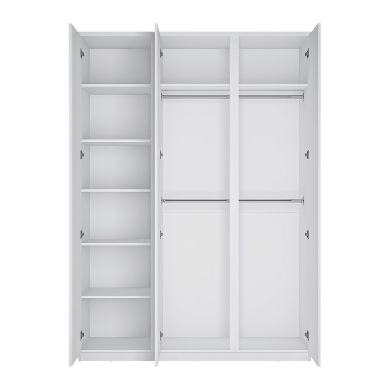 Canizales 3 Door Manufactured Wood Wardrobe, White